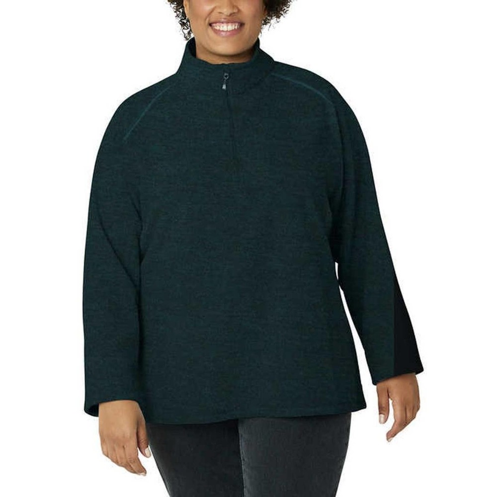 Eddie Bauer Ladies' Quarter Zip Pullover Fleece Ultrasoft 1/4 Zip Green XL - Picture 5 of 10